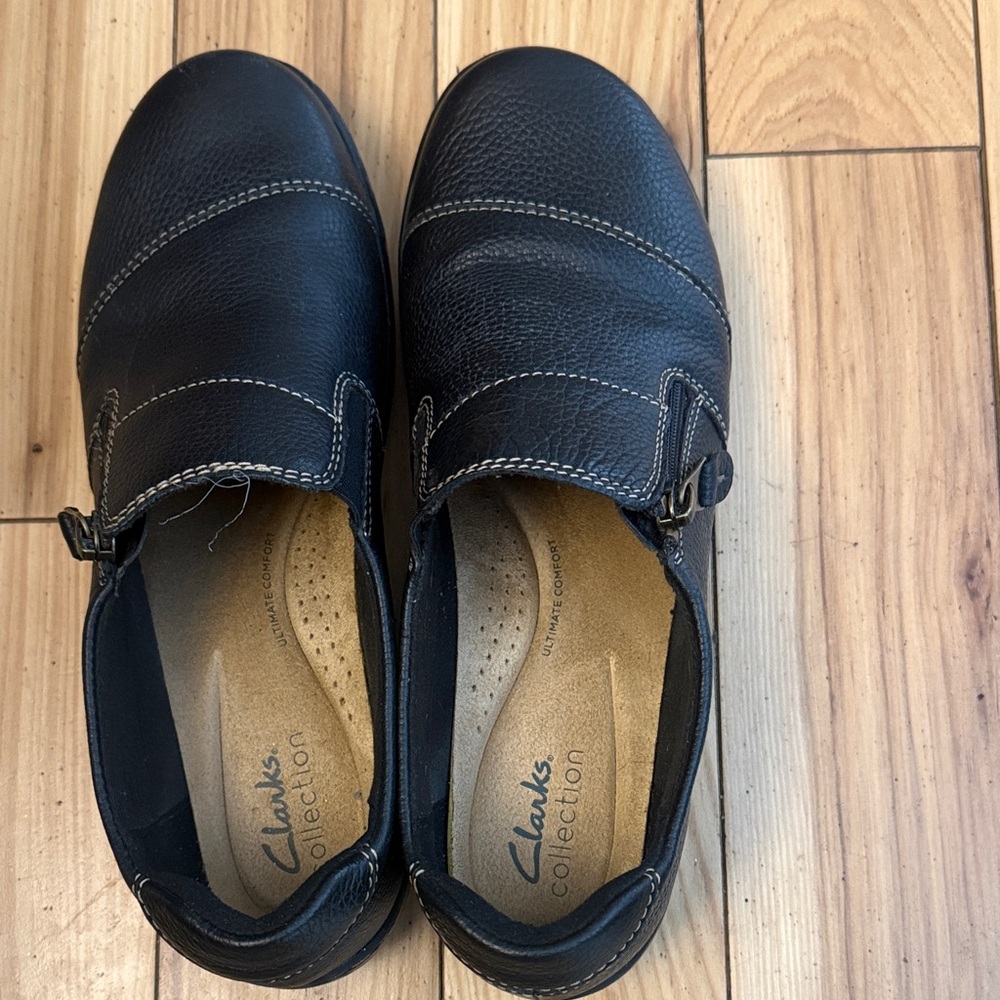 Clarks Black Leather Loafers